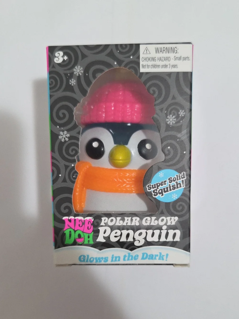Needoh Polar Glow Penguin-Blue W/Pink Hat, Orange Scarf-Authentic
